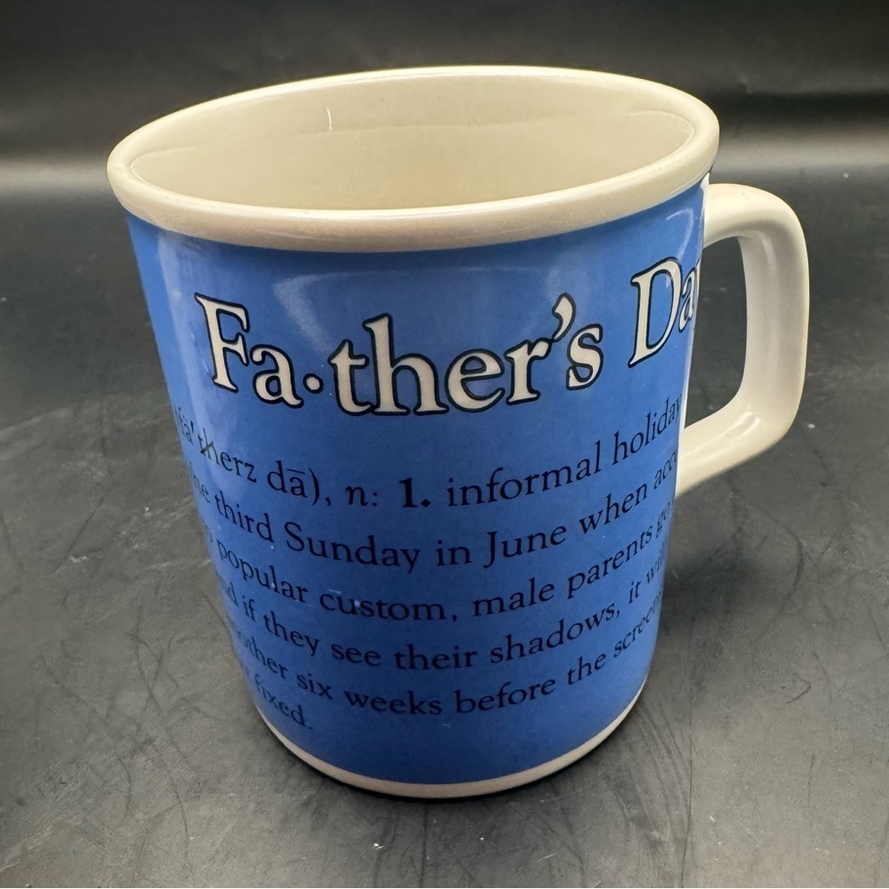 Vintage Dad Dictionary Definition Collectible Coffee Mug Blue Cartoon Enesco